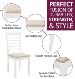 Hallowood Furniture Ledbury Wooden Chair With Fabric Seat Pad In White Painted Finish (Pair) - thumbnail 2