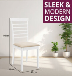 Hallowood Furniture Ledbury Wooden Chair With Fabric Seat Pad In White Painted Finish (Pair) - thumbnail 3