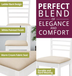 Hallowood Furniture Ledbury Wooden Chair With Fabric Seat Pad In White Painted Finish (Pair) - thumbnail 5