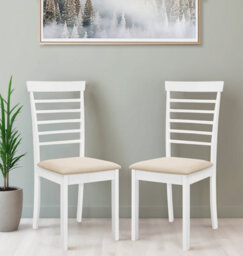 Hallowood Furniture Ledbury Wooden Chair With Fabric Seat Pad In White Painted Finish (Pair) - thumbnail 8