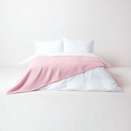 Homescapes Organic Cotton Waffle Blanket/ Throw Pink, 280 X 230 Cm - thumbnail 3