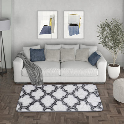 Living And Home Modern Rectangle Geometric Indoor Shag Area Rugs Plush Fluffy Carpets 60X120 Cm - image 1