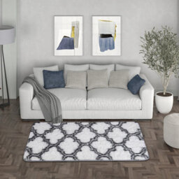 Living And Home Modern Rectangle Geometric Indoor Shag Area Rugs Plush Fluffy Carpets 60X120 Cm - thumbnail 1
