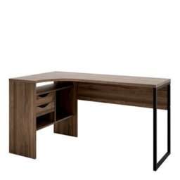 Fosy Corner Desk 2 Drawers In Walnut
