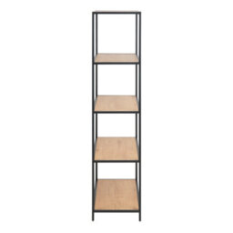 Furniture To Go Seaford Tall Black Metal Bookcase With 4 Oak Shelves - thumbnail 3