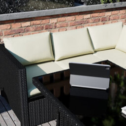 Lassic Vida Designs 9 Seater Rattan Furniture Set With Outdoor L Shaped Sofa, Table And Stools, Black - thumbnail 5