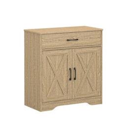 2 Doors 1 Drawer / Natural Storage Console Cabinet With Wooden Top Farmhouse Sideboard - thumbnail 1