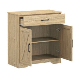 2 Doors 1 Drawer / Natural Storage Console Cabinet With Wooden Top Farmhouse Sideboard - thumbnail 2