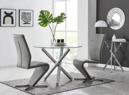 Furniturebox Uk Selina Round Dining Table And 2 New Grey Willow Chairs - thumbnail 1
