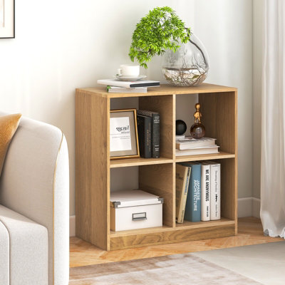 Costway 4-Cube Wooden Bookcase 2-Tier Open Back Bookshelf Modern Display Shelf - image 1