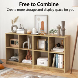 Costway 4-Cube Wooden Bookcase 2-Tier Open Back Bookshelf Modern Display Shelf - thumbnail 6