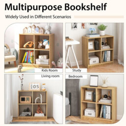 Costway 4-Cube Wooden Bookcase 2-Tier Open Back Bookshelf Modern Display Shelf - thumbnail 9
