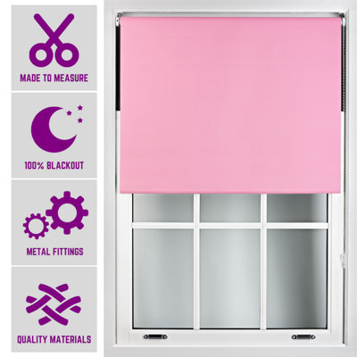 Furnished Made To Measure Blackout Roller Blinds With Metal Fittings - Pink Blind For Home And Office (W)150Cm (L)165Cm
