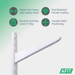 Afit Twin Slot Shelving Kit 9X270mm Brackets 3X1M Uprights Heavy Duty Wall Mounted Shelving System With Bookends - White - thumbnail 3