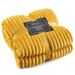 Velosso Thermal Soft Ribbed Cord Throw Blanket For Sofa, Bed, Armchair, Couch - 127Cm X 152Cm, Ochre