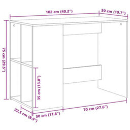 Berkfield Desk Smoked Oak 102X50X75 Cm Engineered Wood - thumbnail 9