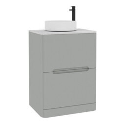 Royal Bathrooms Venice 600mm Dove Grey Freestanding Vanity Unit 2 Drawer With Carrara White Undrilled Worktop & Without Basin - thumbnail 7