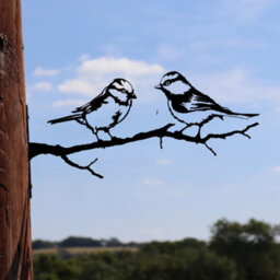 Betley Butterfly Blue Tit Branch Stand Metal Black Silhouette Tree Or Fence Mountable Decoration - 15Cm X 25Cm X 1.5Cm