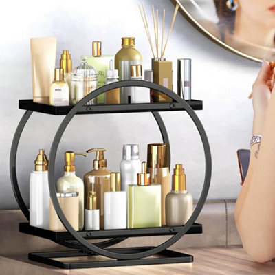 Thehotsale Metal Double-Tier Freestanding Cosmetic Organiser In Black - image 1