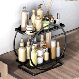 Thehotsale Metal Double-Tier Freestanding Cosmetic Organiser In Black - thumbnail 2