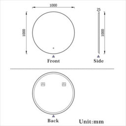 Probaty Bathrooms Bathroom Led Mirror 1000X1000mm Round With Dimmable Backlit Illuminated, Anti-Fog Ip45 Rated, Wall Mounted,touch Sensor - thumbnail 9