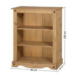 Mercers Furniture Corona Small Bookcase 2 Shelf Low Storage Solid Wood Pine Wooden With Mexican Styling - thumbnail 4