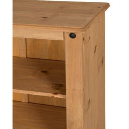 Mercers Furniture Corona Small Bookcase 2 Shelf Low Storage Solid Wood Pine Wooden With Mexican Styling - thumbnail 2