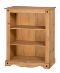 Mercers Furniture Corona Small Bookcase 2 Shelf Low Storage Solid Wood Pine Wooden With Mexican Styling - thumbnail 3