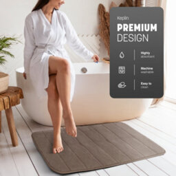 Keplin 50X80Cm Memory Foam Bath Mat Ultra Soft, Highly Absorbent, Non Slip, Machine Washable, Beige - thumbnail 3