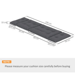 Outsunny Garden Lounge Chair Cushions Set Of 2, 220Gsm Fabric, Dark Grey - thumbnail 2