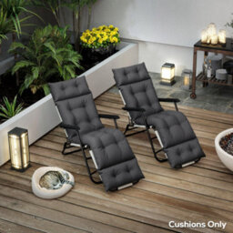 Outsunny Garden Lounge Chair Cushions Set Of 2, 220Gsm Fabric, Dark Grey - thumbnail 9