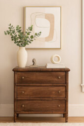 Artisan Furniture Solid Wood Bamboo Carved Chest, 3-Drawers, Brown