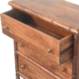 Artisan Furniture Solid Wood Bamboo Carved Chest, 3-Drawers, Brown - thumbnail 7