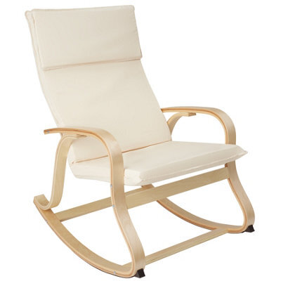 Tectake 1 Rocking Chair Roca - With Armrests, Comfortable Padding And Floor Protectors - Beige - image 1