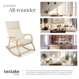 Tectake 1 Rocking Chair Roca - With Armrests, Comfortable Padding And Floor Protectors  - Beige - thumbnail 7