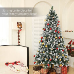 Homcom 7Ft Artificial Pine Christmas Tree With Pinecones, Steel Base - thumbnail 4