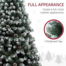 Homcom 7Ft Artificial Pine Christmas Tree With Pinecones, Steel Base - thumbnail 6
