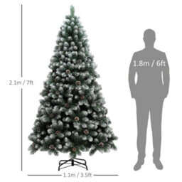 Homcom 7Ft Artificial Pine Christmas Tree With Pinecones, Steel Base - thumbnail 3