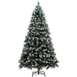 Homcom 7Ft Artificial Pine Christmas Tree With Pinecones, Steel Base - thumbnail 2