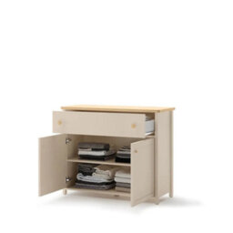 Arte Story 05 Sideboard Cabinet 110Cm - Beige & Oak Vincenza, Hinged Doors, Drawer & Shelf Storage - thumbnail 3