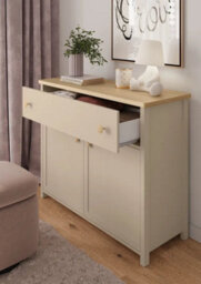 Arte Story 05 Sideboard Cabinet 110Cm - Beige & Oak Vincenza, Hinged Doors, Drawer & Shelf Storage - thumbnail 5