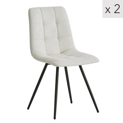 Nordlys Set Of 2 Metal And Beige Fabric Dining Chairs Modern Design Style Dining Room - image 1