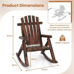 Outdoor Adirondack Rocking Chair Porch Rocker - thumbnail 2