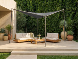 Beliani Gazebo Aventine Metal 300 Cm 300 Cm Dark Grey - thumbnail 2