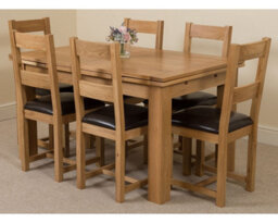 That's Furniture Richmond 140Cm - 220Cm Oak Extending Dining Table And 6 Chairs Dining Set With Lincoln Chairs - thumbnail 1