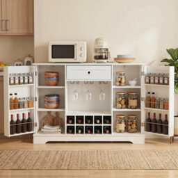 120 Cm Kitchen Storage Cabinet 10 Bottle Wine Rack With Glass Holder Bar Cabinet - thumbnail 6