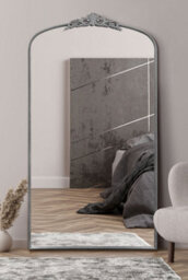 "Mirroroutlet Crown - Silver Metal Framed Arched Wall Mirror With Decorative Crown 68"" X 38"" (174Cm X 96Cm)" - thumbnail 2