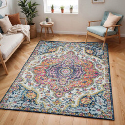 Mila Vintage Oriental Boho Pink/saffron Area Rug-200Cm X 275Cm - thumbnail 1