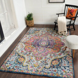 Mila Vintage Oriental Boho Pink/saffron Area Rug-200Cm X 275Cm - thumbnail 2