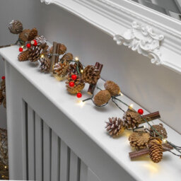 Globrite Pre-Lit Christmas Garland - 1.5M With 20 Warm White Leds - Battery Powered Pine Cones Decoration For Festive Home Décor - thumbnail 1